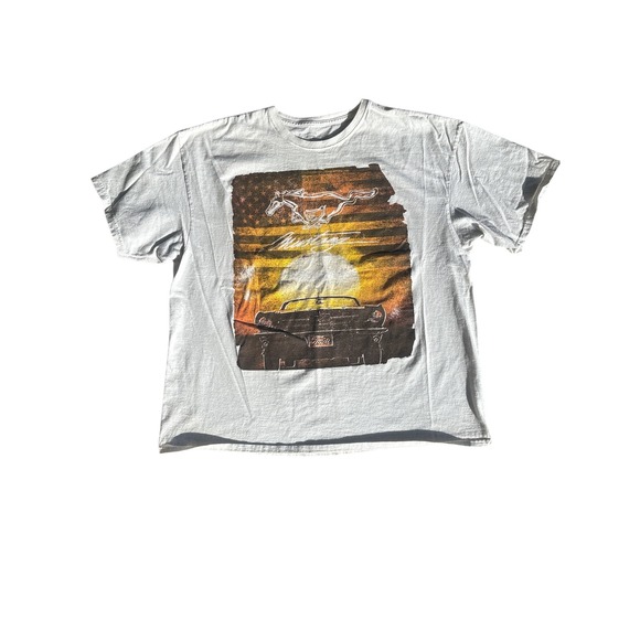 Ford Other - Ford Mustang Graphic T Shirt Mens 2XL American Flag Sunset Classic Car